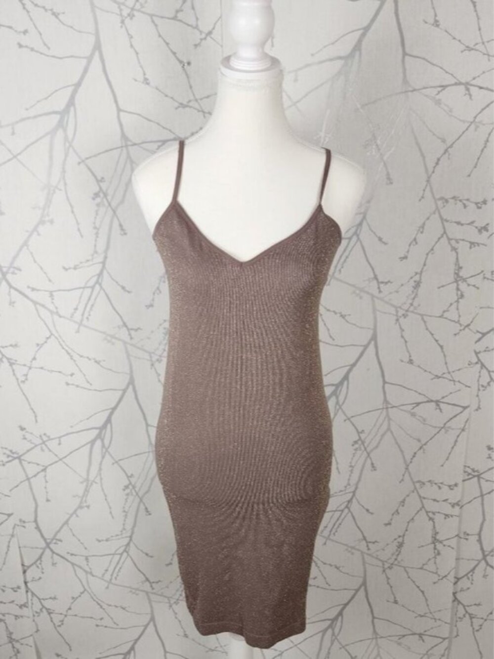Intimately Free People Taupe Metallic Stretch Strappy Dress